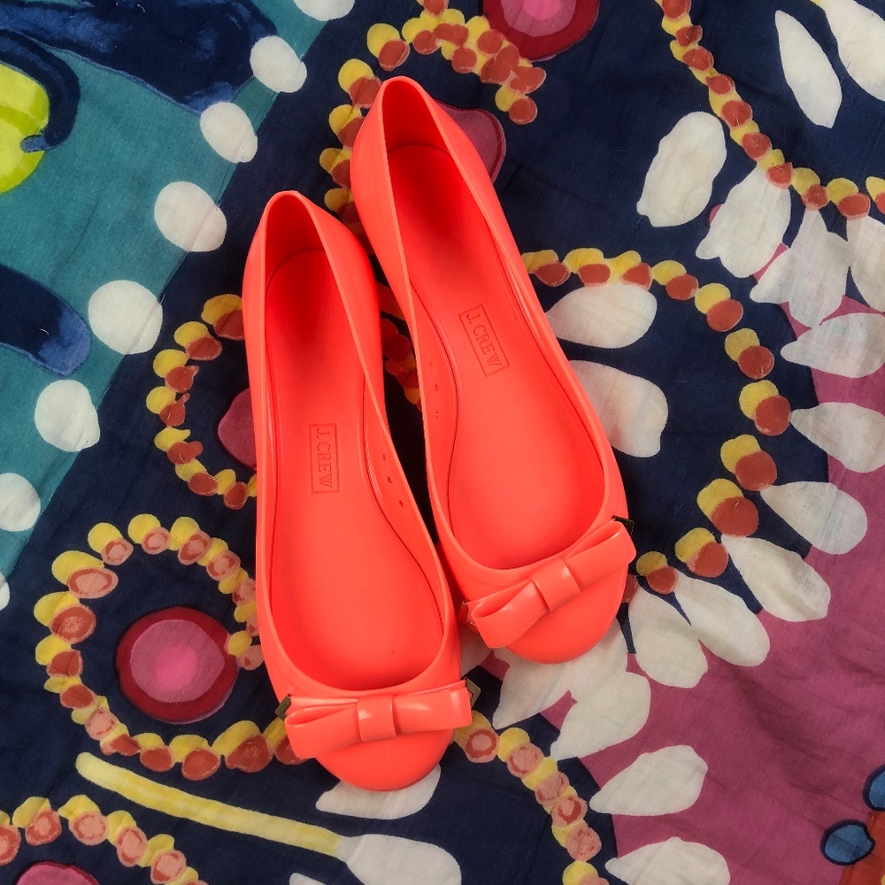 J Crew Rainy Day Bow Flats Size 10 Jelly Slip On